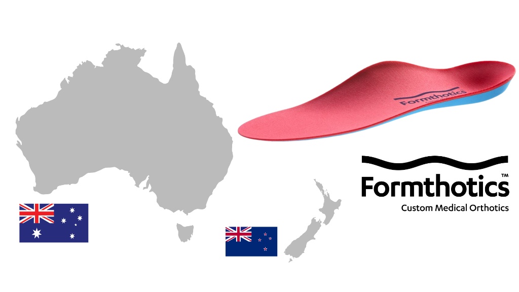 オーストラリアとニュージーランドの地図と両国の国旗、フォームソティックスのインソール